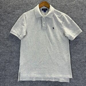 Polo Ralph Lauren Polo Shirt Boys Large 14-16 Gray Solid Pony Logo Knit Basic
